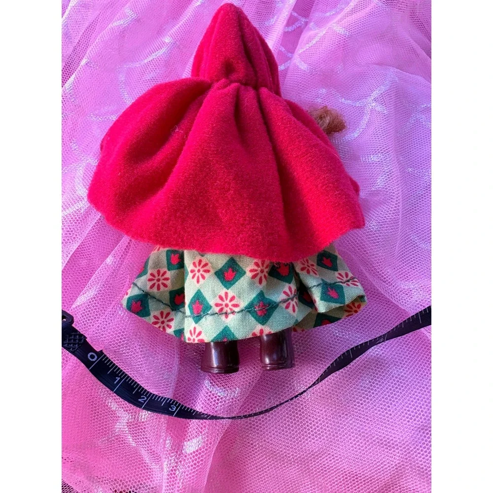 Vintage Little Red Riding Hood Miniature Doll Sleep Eyes Red Cape 5.5 Inch 0324